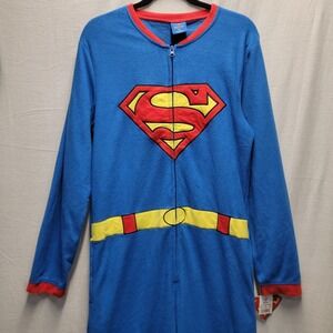 Superman Pajamas Halloween Costume With Cape Size‎ M Nwt DC Comic
